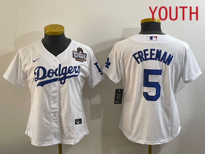 Youth Los Angeles Dodgers #5 Freeman White Game 2024 Nike MLB Jersey style 11203